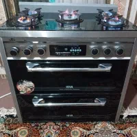 گاز طرح فر صفحه شیشه ای نما استیل فلش خور