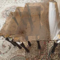 میز عسلی سه تیکه شیشه دودی
