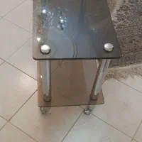 میز دو طبقه شیشه ای
