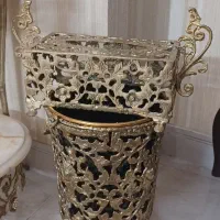 سطل و جا دستمال برنزی نو