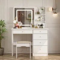 میز آرایش ام دی اف + نور مخفی تاچ + پاف