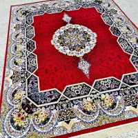 فرش قرمز شایگان نقره طلاکوب ۶ متر ۱۲ متری اکبند نو