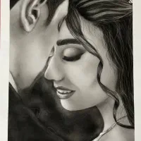 طراحی چهره دونفره با سیاه قلم هدیه برای همسر