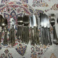 ۲ ست قاشق و چنگال خارجی و چاقو تیزکن