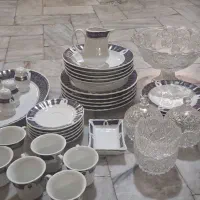 سرویس چینی سورمه ای ،میوه خوری ،بستنی خوری ،قندان