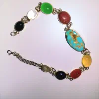 دستبند نقره ۹ جواهر