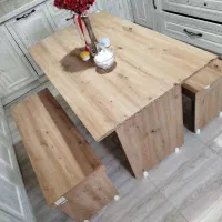 میز نهار خوری در حد نو نیمکت رگال چوب و فلز