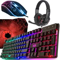 ست حرفه ای گیمینگ موس و کیبورد و هدفون دسته PS4