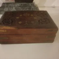 جعبه چوبی جواهر تراش دار  فلز کوب