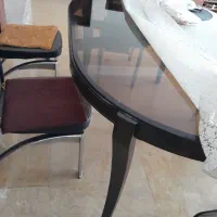 میز شش نفره ،چوب و شیشه محکم