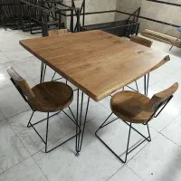 نهارخوری روستیک چهار نفره چوب توسکا و فلز