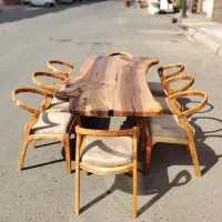 میز نهارخوری هشت نفره چوبی روستیک گردو