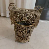 سطل آشغال و جا دستمال کاغذی برنز