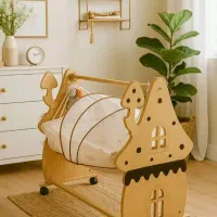 تخت گهواره ننو کلبه ای.سیسمونی ماهان.آنتی رفلکس