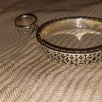 ست  دستبند و انگشتر سیاه قلم نقره اصل