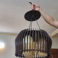 لوستر چوبی سه چراغ سالم