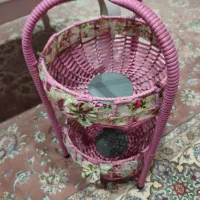 جای سیب زمینی و پیاز دو طبقه رنگ صورتی بسیار تمیز