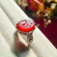 انگشتر عقیق زنانه حکاکی ست نگین محرم رکاب خالی