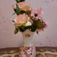 گلدان لمونژ NTC گل رز و فرشته صورتی