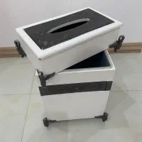 سطل و‌جا دستمالی چوبی.