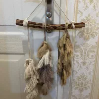 آویز مکرومه کار دست با چوب واقعی