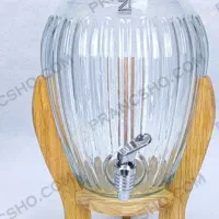 کلمن شیشه ای  پنج لیتری پایه چوبی کلاسیک