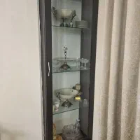 ویترین خاکستری تیره شیک سالم ۴ طبقه با نورپردازی