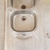 سینک دوقولو استیل  همراه شیر روشوی وظرف شویی