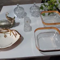 میوه خوری شکلات خوری ظرف اکرلیک اماراتی دورطلایی