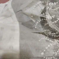 پرده تور گل برجسته.