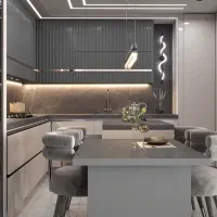 دکور کناف کابینت بارکافه قفسه پرده کاغذدیواری آینه