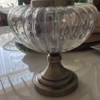 شکلات خوری کریستال با درب و پایه برنجی