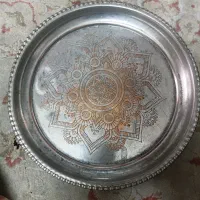 سینی وسماورنفتی زغالی وسرویس فنجان کمر باریک قدیمی