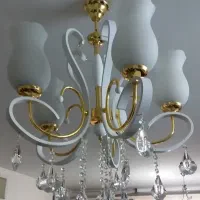 لوستر پنج شاخه با آویز کریستالی