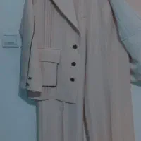 کت شلوار کرم خط دار زنانه