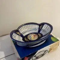 ظروف دکوری سورمه ای طلا کوب