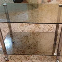 میزتلویزیون ۲ طبقه شیشه ای