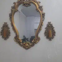 آینه و شمعدان پولی استر طلایی