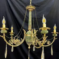 لوستر سنگی کلاسیک تک شعله پرکار اصل برنجی ۵شاخه