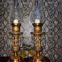 شمعدان بزرگ کریستال برنجی