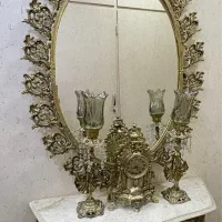 اینه و شمعدان آلمنیوم طرح برنزی