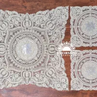 رومیزی سه تیکه مربع مخمل ترک دانتل