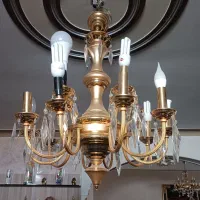 یک عدد لوستر ۱۵ شاخه طلایی رنگ ثابت آبکاری شده
