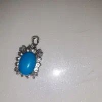 پلاک گردنی نقره با نگین فیروزه نیشابور