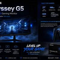 مانیتور سامسونگ Odyssey G5 27 QHD 144Hz بسیار تمیز