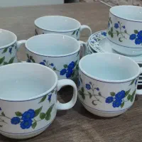فنجان ونعلبکی گل آبی