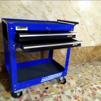 جعبه ابزار چرخ‌دار نو با ۳ طبقه و کشو قفل‌دار