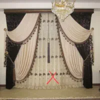 پرده والان دار پذیرایی.مخمل ترک