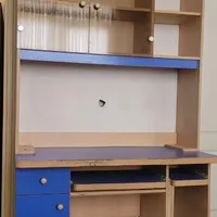 میز کامپیوتر کتابخانه و کمد دار همراه صندلی