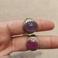 انگشتر نقره اماتیت و یاقوت سرخ معدنی